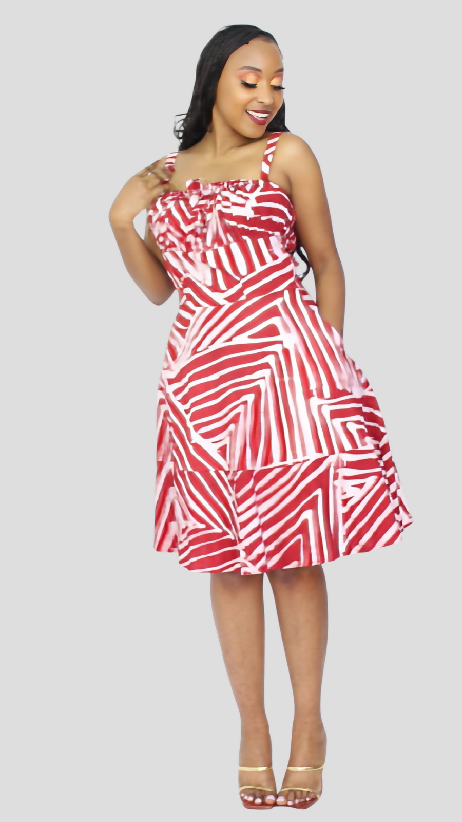The Fashion Frenzy Printed Nuru Corset Skater Dress - Maroon