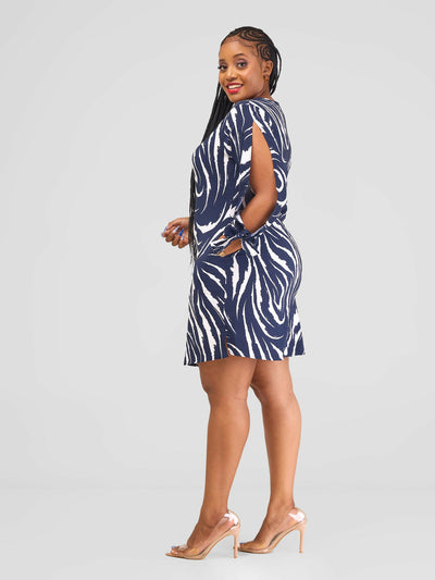 Salok Havilah Gulu Dress - Navy Blue Print