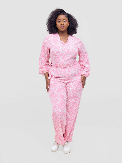 Lizola Tejumola Jumpsuit - Pink / White - Shopzetu