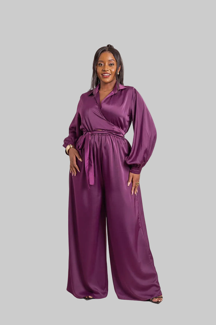 Noelle Wide Leg Jumpsuit - Purple