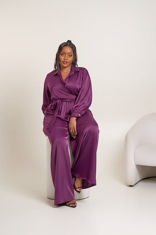 Noelle Wide Leg Jumpsuit - Purple