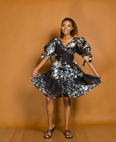 African Yuva Violet Dress - Brown - Shopzetu