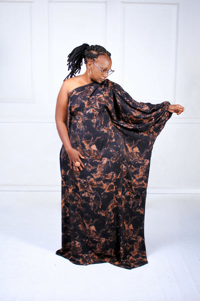 Thick & Fab Curvy Plus Size Fatima Dress - Brown
