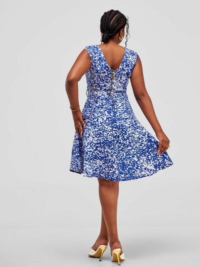 The Fashion Frenzy Raha Skater Dress - Blue - Shopzetu