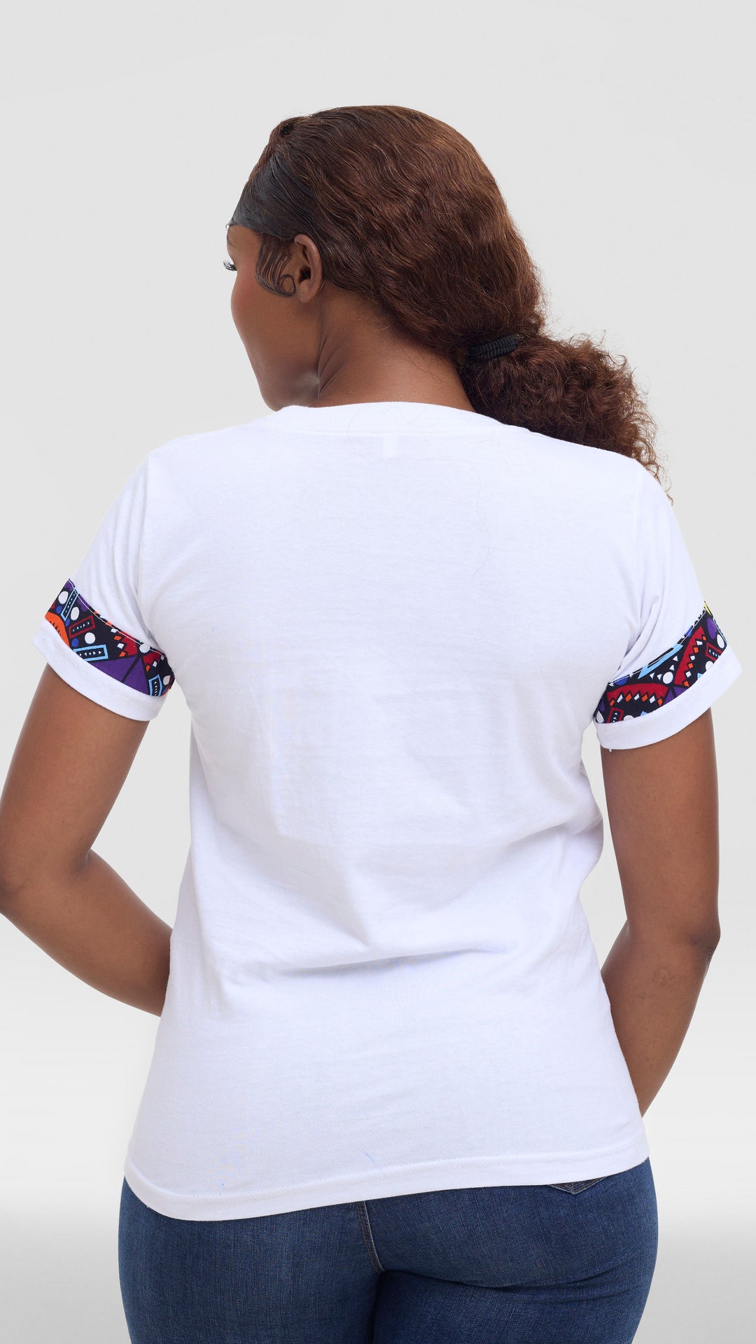 Princess Affair Tshirt with Ankara Detail - White