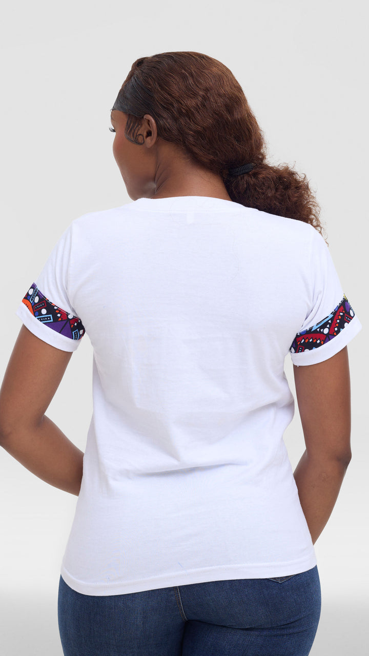 Princess Affair Tshirt with Ankara Detail - White