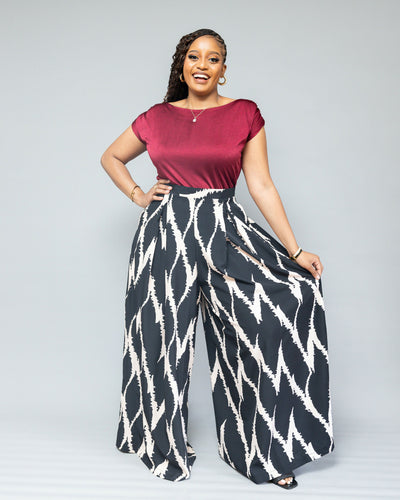 African Yuva Ayira Palazzo Pant - Black / White