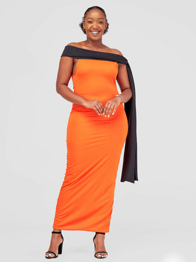 Juka Closet Off-Shoulder Maxi Dress - Orange