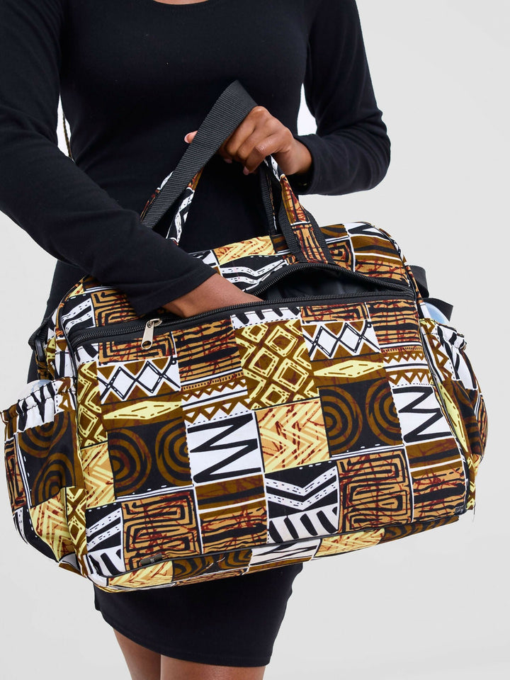 Ankara Artifacts Tolu 2.0 Diaper Bag - Brown - Shopzetu