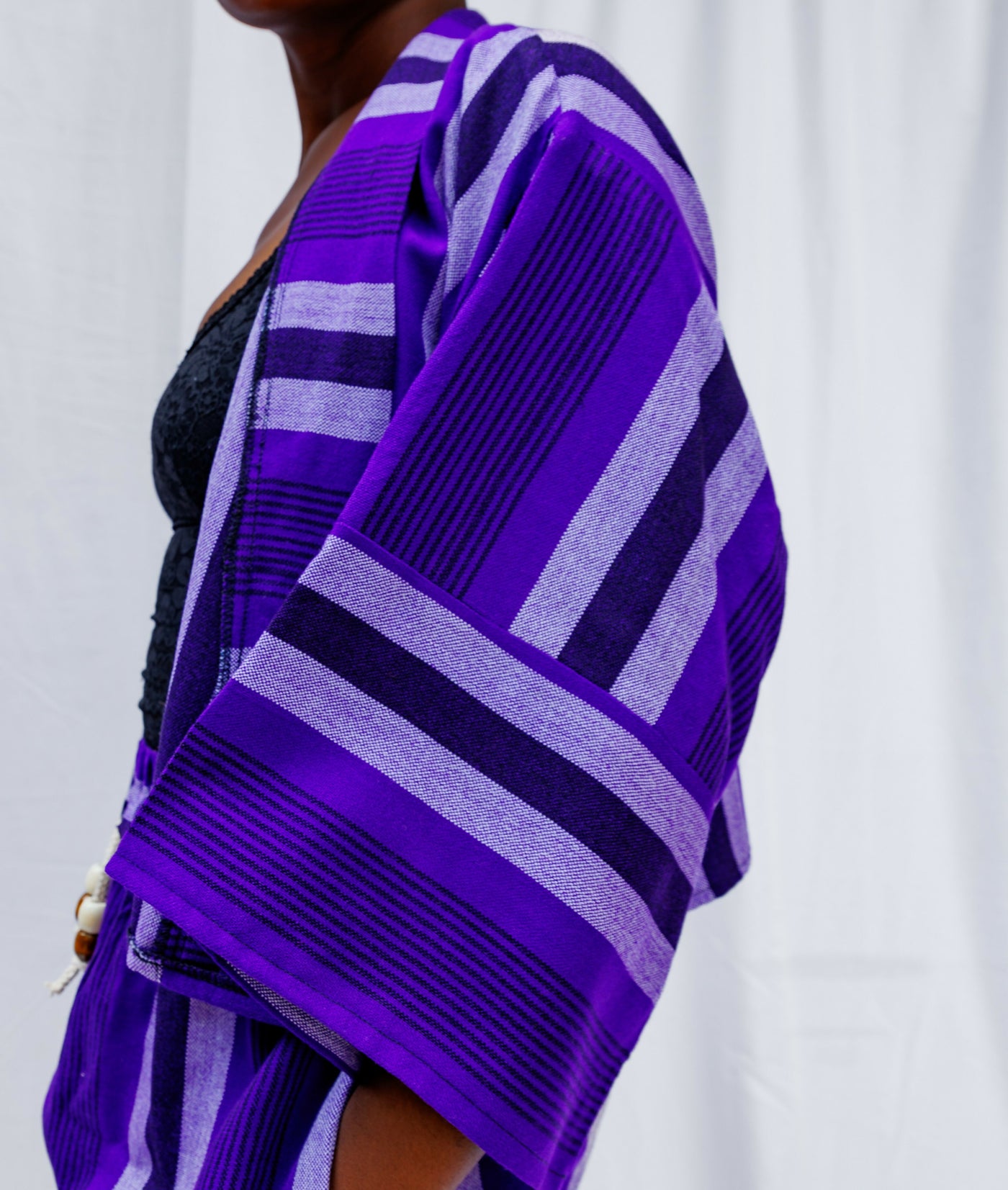Liquid Lemn Zambarau Crop Coat - Purple / White
