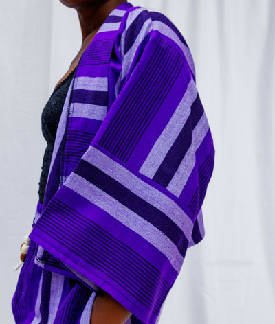 Liquid Lemn Zambarau Crop Coat - Purple / White