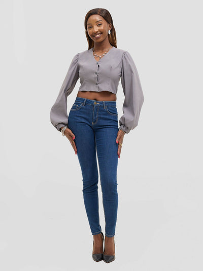 Cuttfitt Crop Top - Grey - Shopzetu