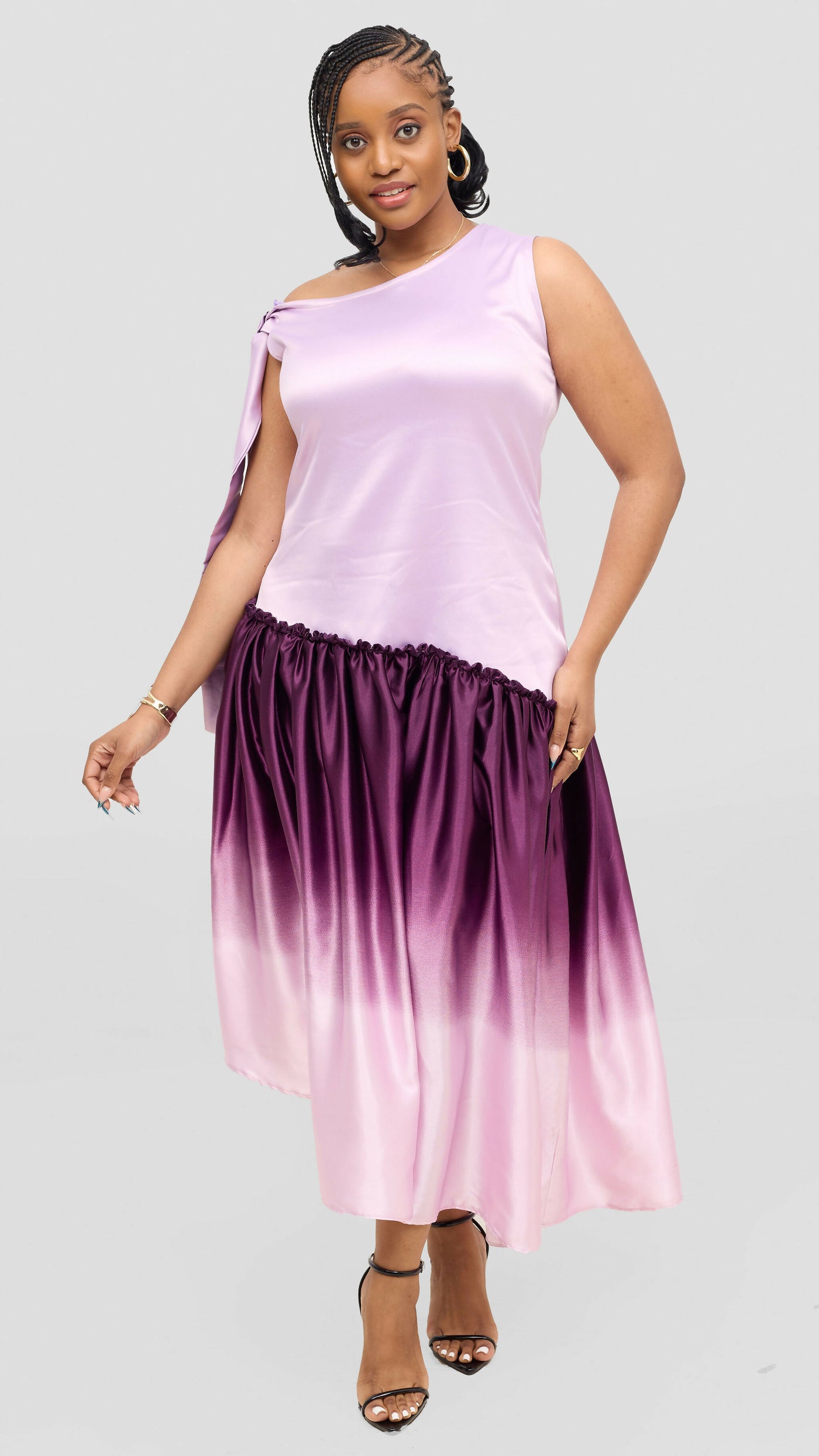 Jolly Fancy Wear Curvy Plus Size Tanua Dress - Purple
