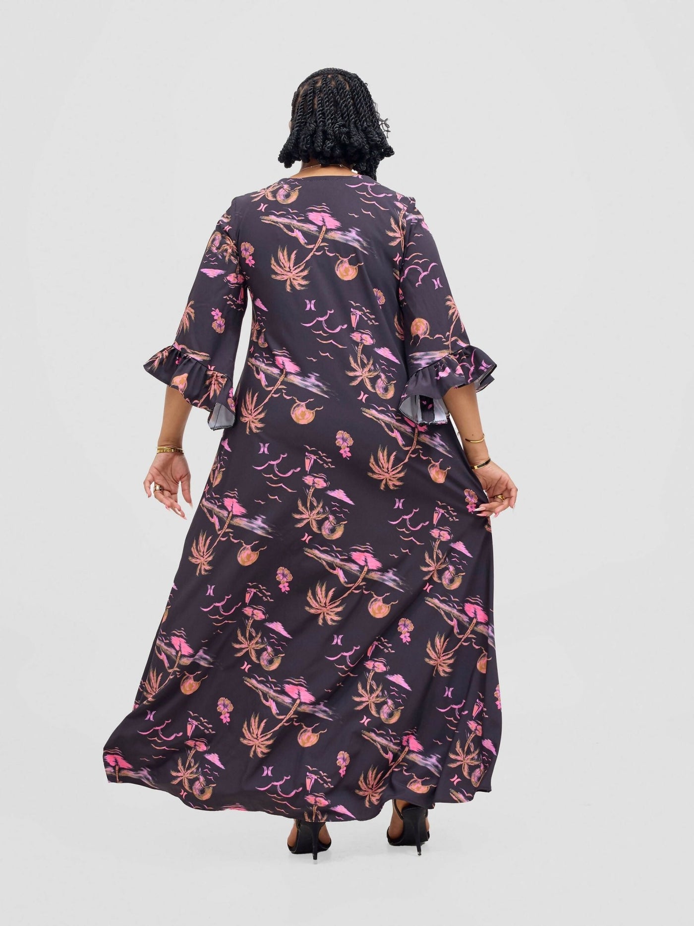 Jolly Fancy Wear Daka Dress - Black Floral - Shopzetu