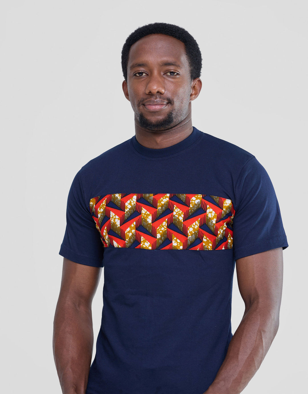 Zahari Signature Kitenge Stripe T-shirt – Navy Blue
