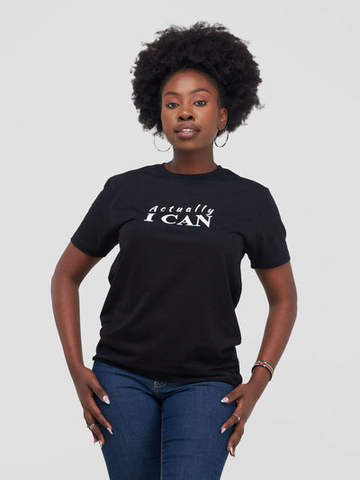 Zia Africa "Actually I Can" T-shirt - Black