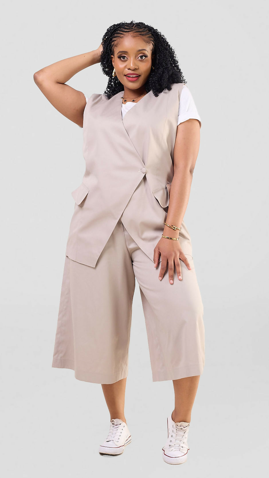 Pure Buxom Oversized Culotte Bottom - Mauve