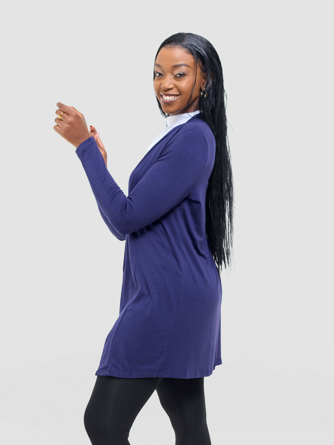 Anel's Knitwear Basic Kimono - Navy Blue - Shopzetu