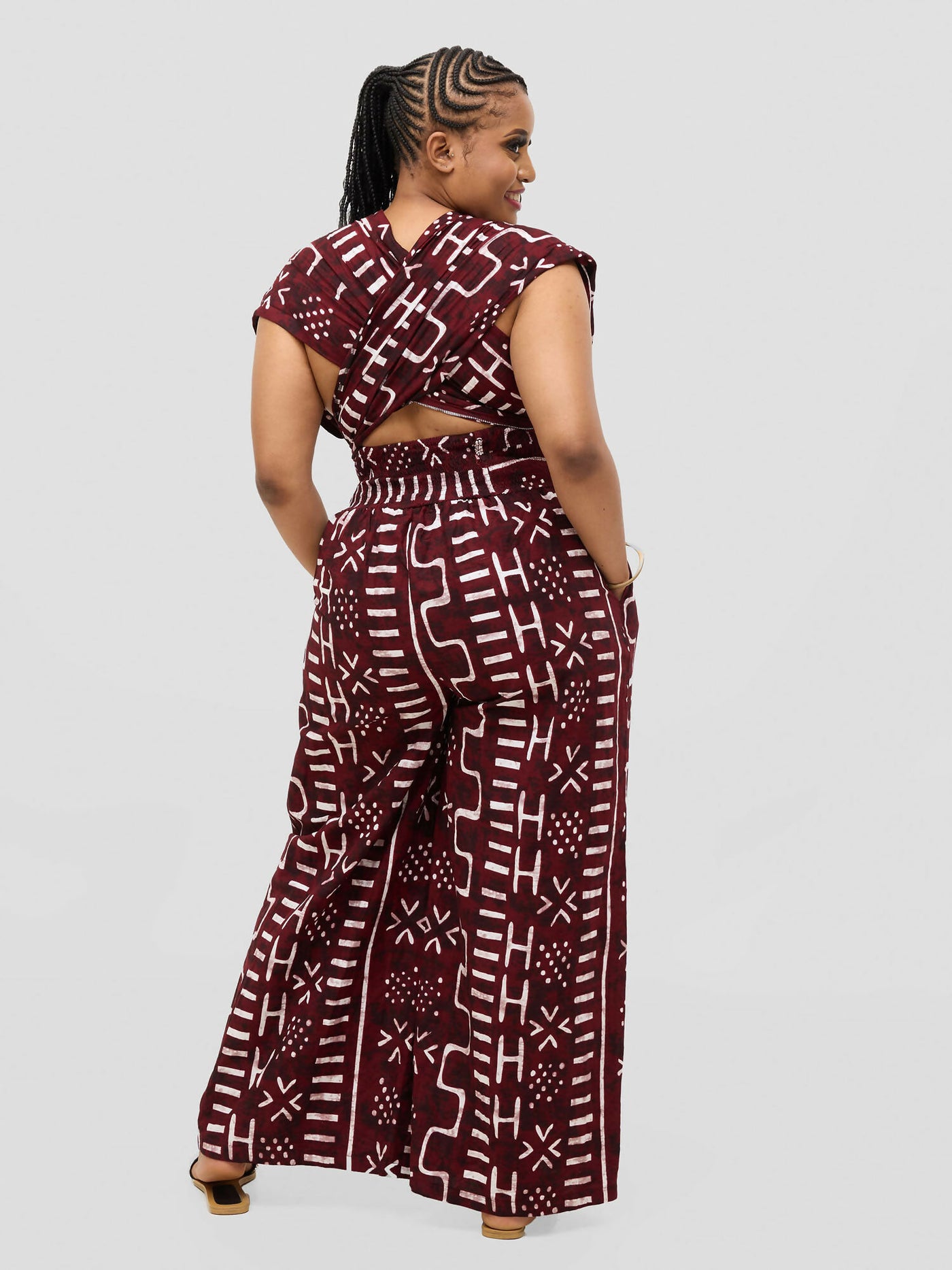 Waridi Africa Mbele Jumpsuit - Brown African Print - Shopzetu