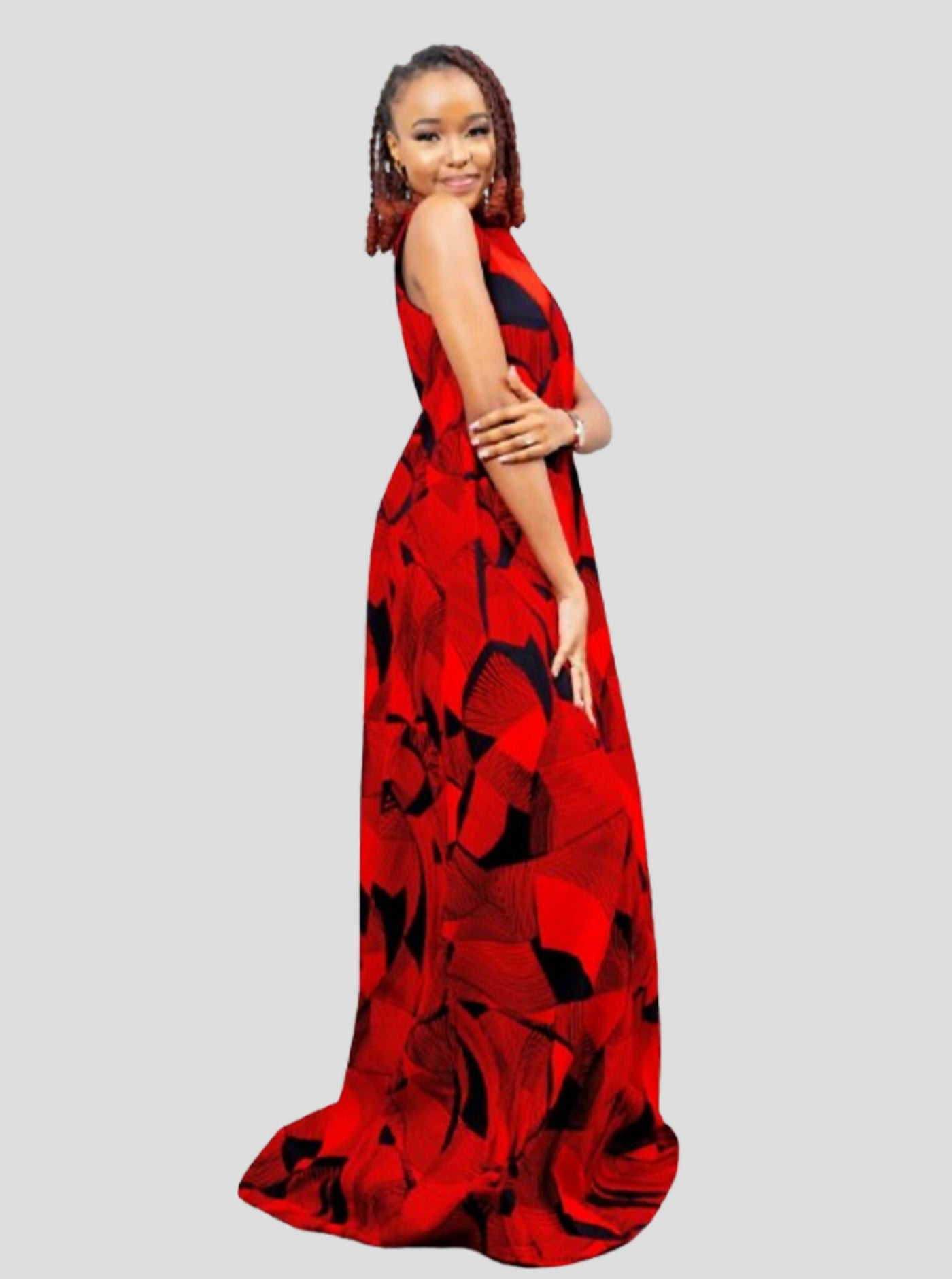 Afriwia Cedar Ankara Dress - Red - Shopzetu