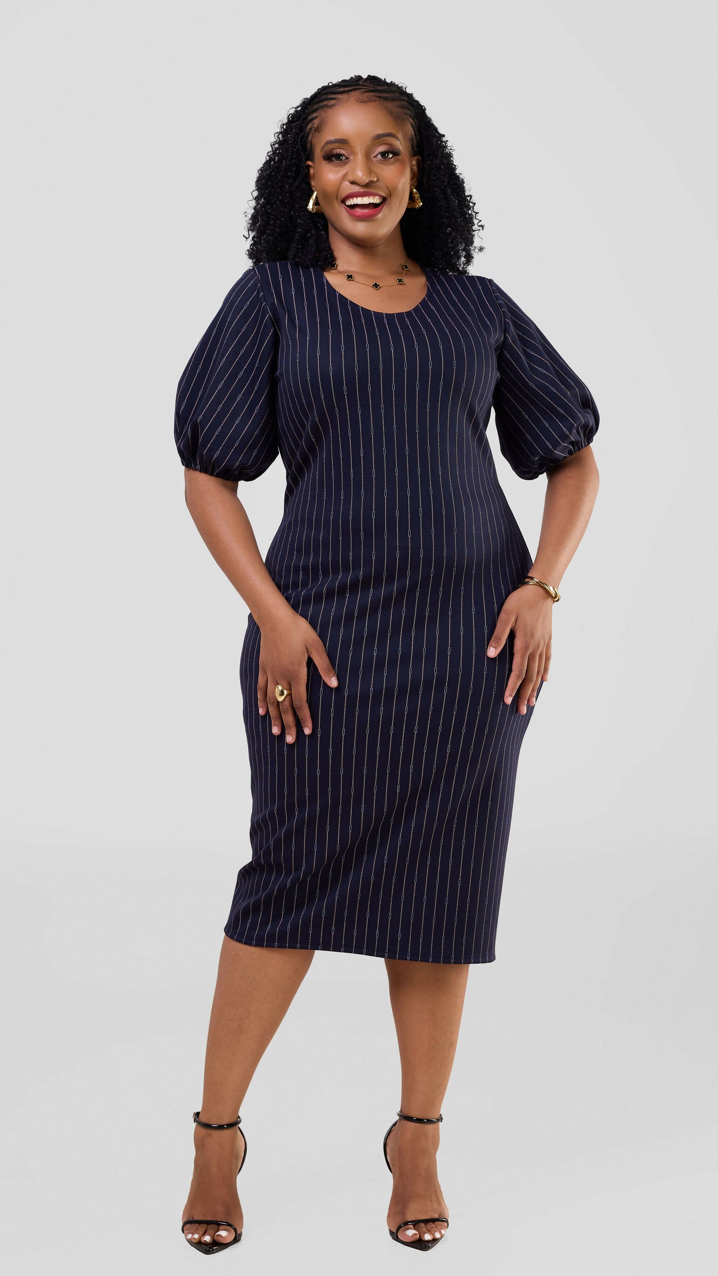 Lizola Aspen Bodycon Dress - Navyblue Stripe