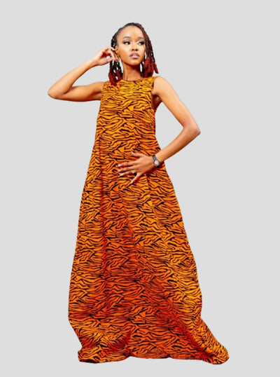 Afriwia Enterprise Ankara Dress - Orange - Shopzetu