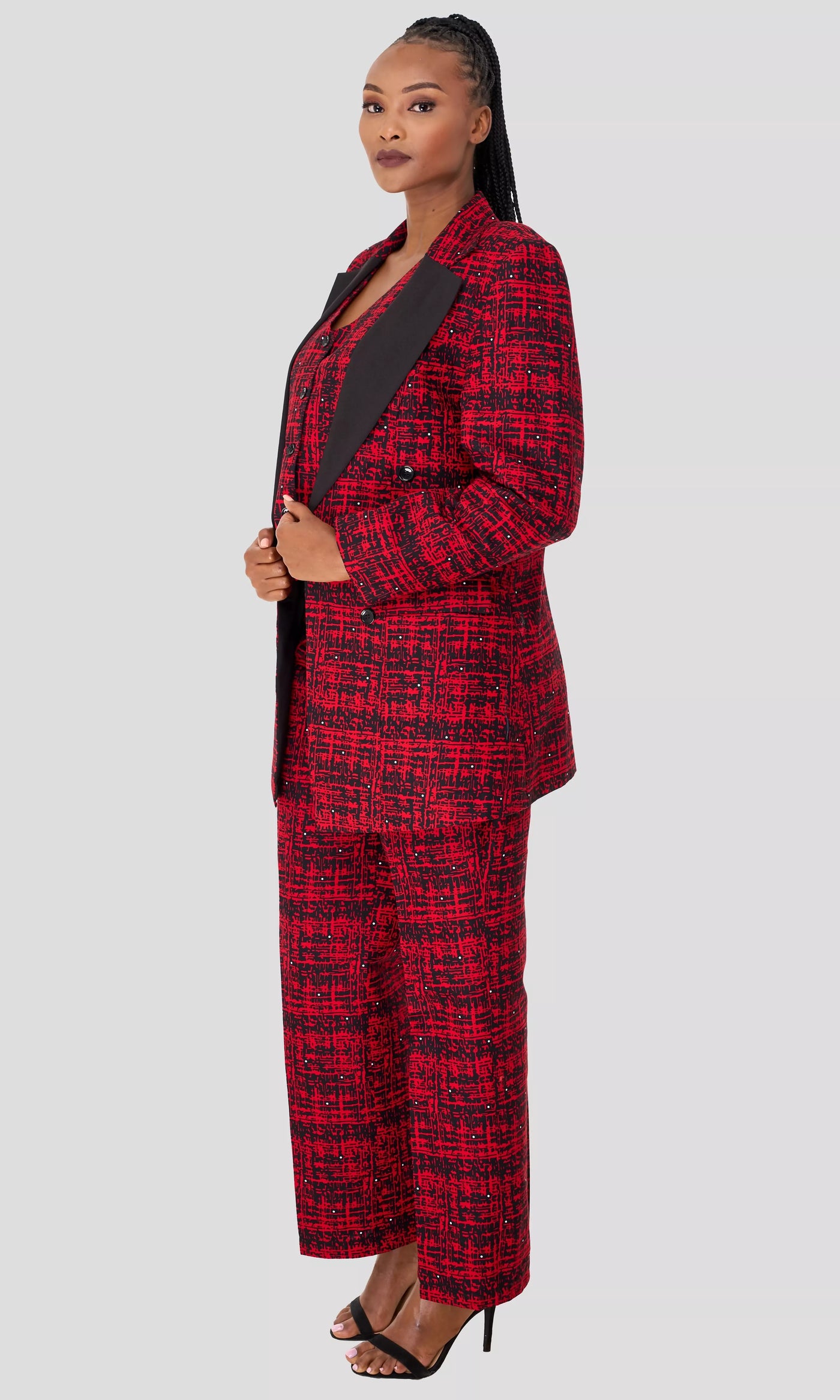 SBV Ankara Pant Suit - Maroon Print - Shopzetu