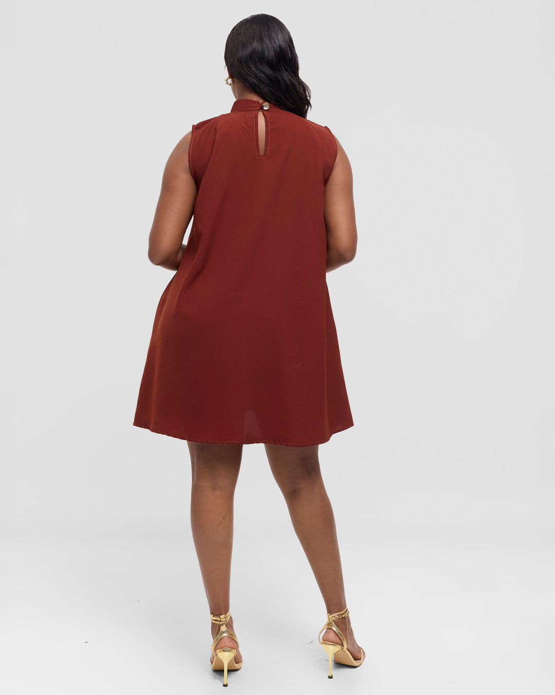 Shift Dress Knee Length - Brown