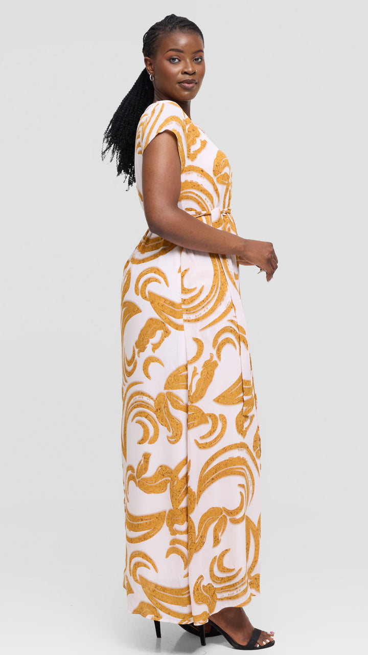 Salok Havilah Tapi Maxi Dress - Mustard Print