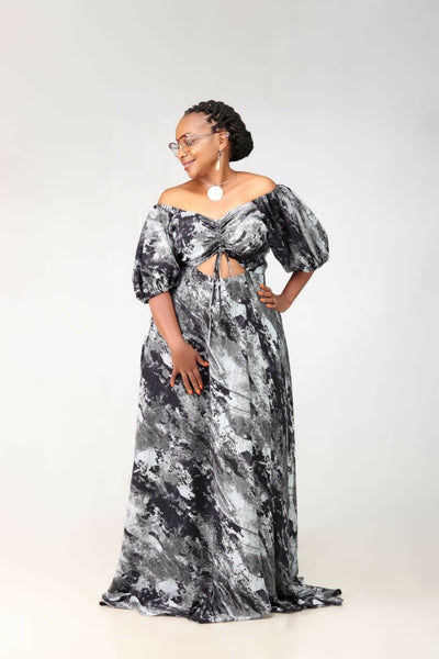 Thick & Fab Amy Dress - Grey Print - Shopzetu