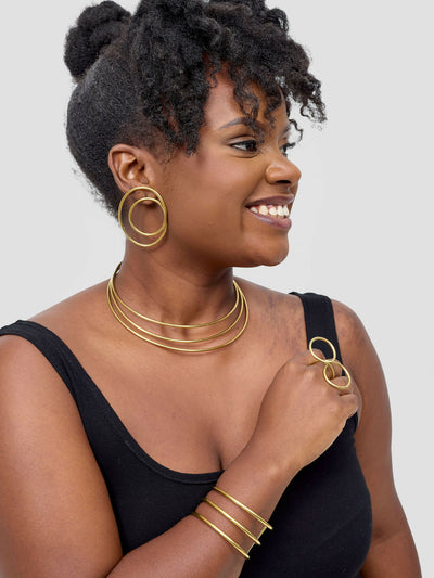Purely Brass Ahadi Brass Jewelry Set - Brass - Shopzetu