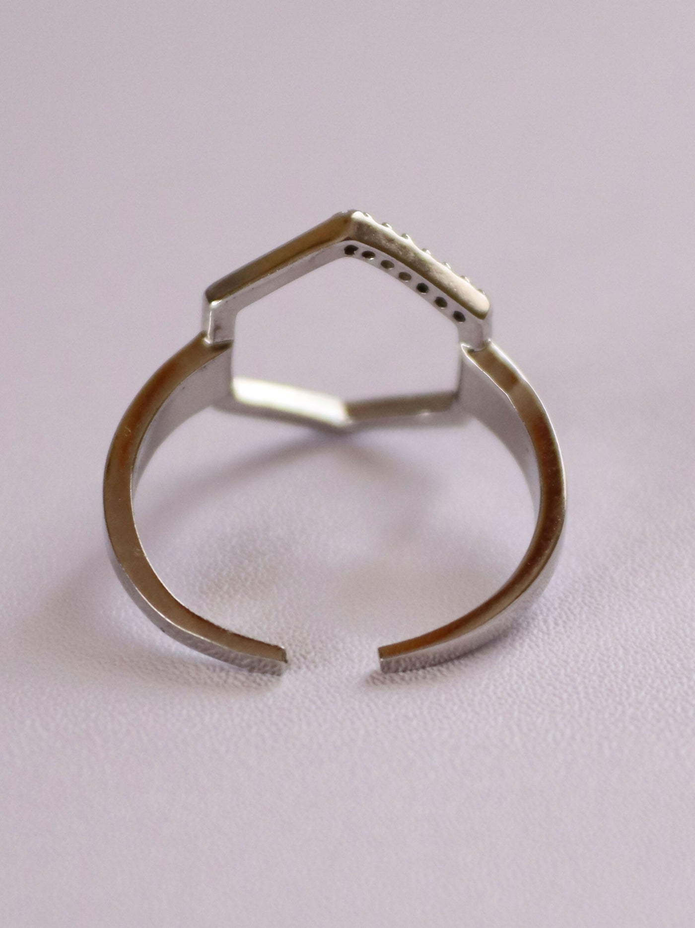 back view of 18k gold plated hexa ring