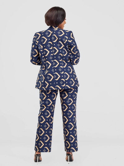 SBV Ankara Blazer Jacket - Navy Blue - Shopzetu