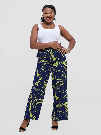 TimyT Urban Wear Bloom Drawstring Pant - Green Print - Shopzetu