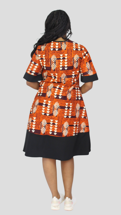 The Fashion Frenzy Curvy Plus Size Shani Shift Dress â€“ Orange Print
