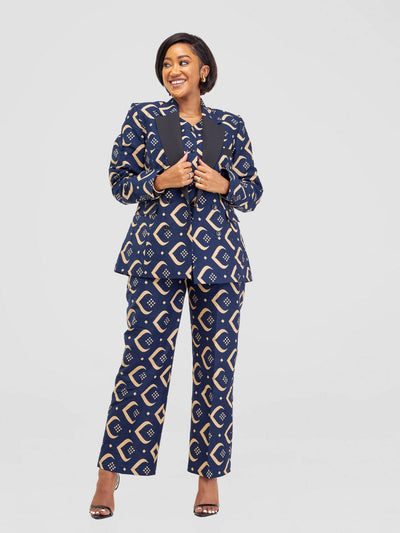 SBV Ankara Blazer Jacket - Navy Blue - Shopzetu