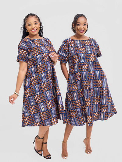 Prettygline Irene Ankara Dress - Multicolored - Shopzetu