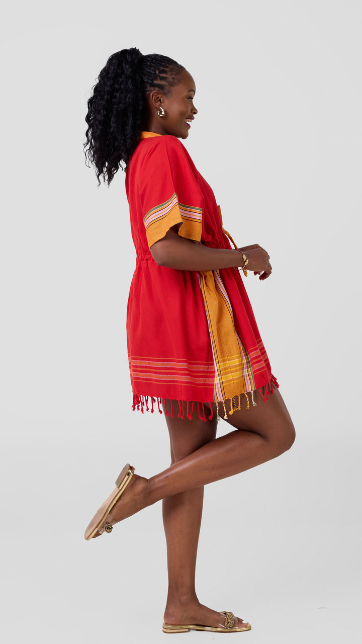Rafiki Threads Kikoy Summer Dress - Red