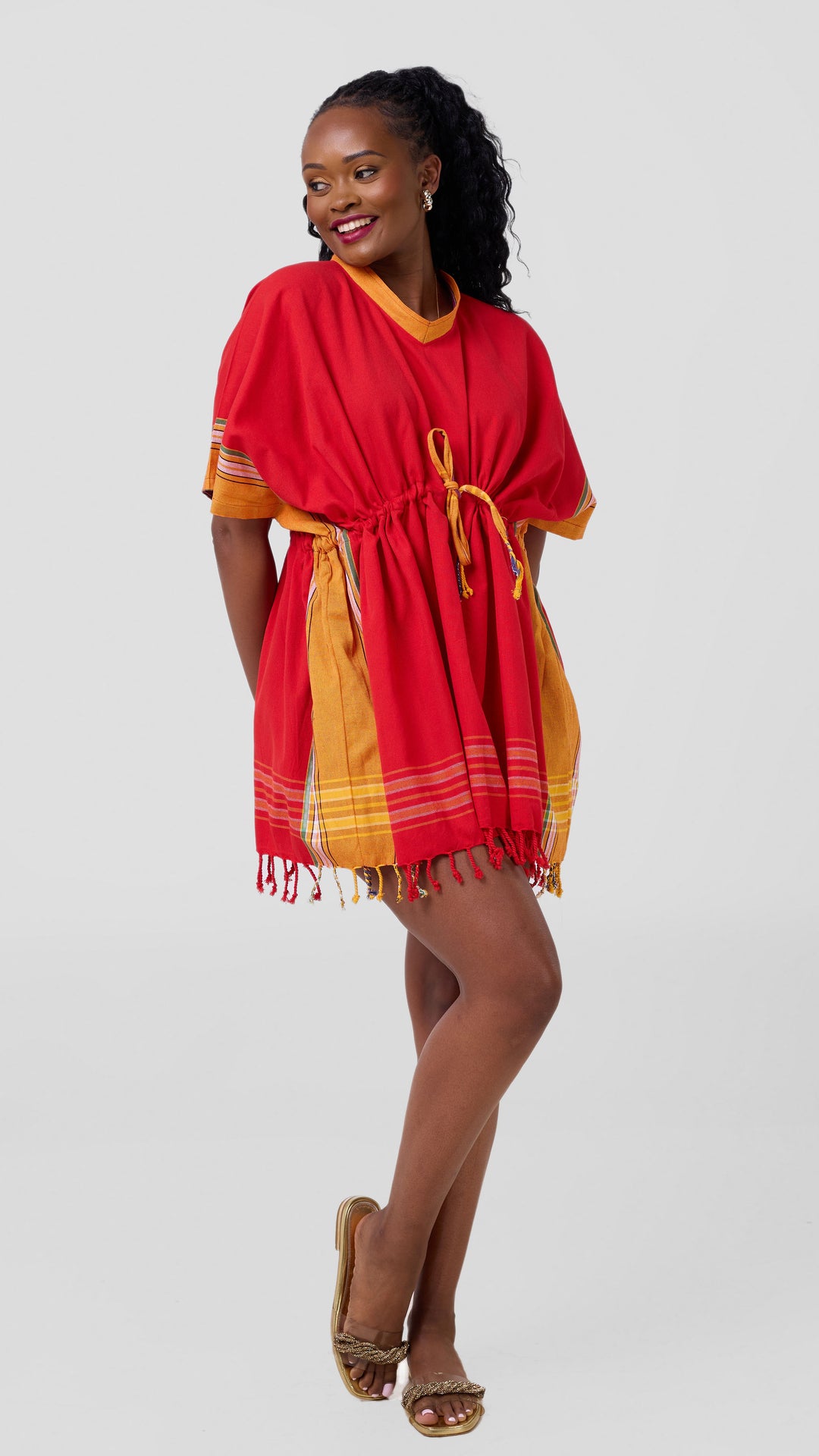 Rafiki Threads Kikoy Summer Dress - Red