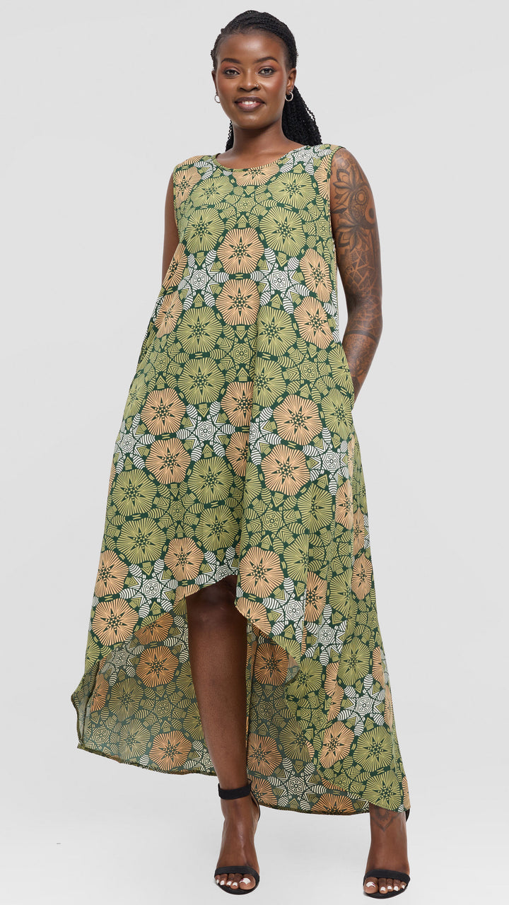 Salok Havila Bumbe High-low - Green Print