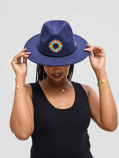 Umbo Collections Fedora Malkia Fedora Hat - Blue