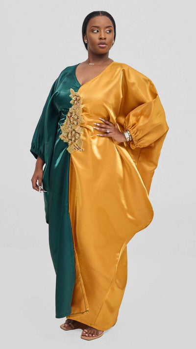 Hats And More Majestic Grace Dress – Gold / Emerald - Shopzetu