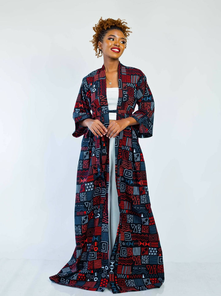 African Yuva Daisy Kimono - Blue - Shopzetu