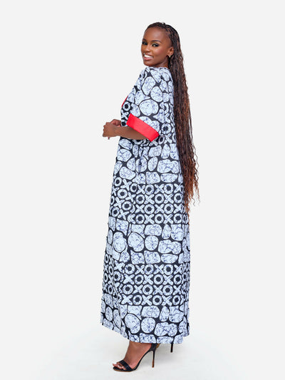 Tuli Bonte Front Detail Kaftan Dress - Multicolored - Shopzetu