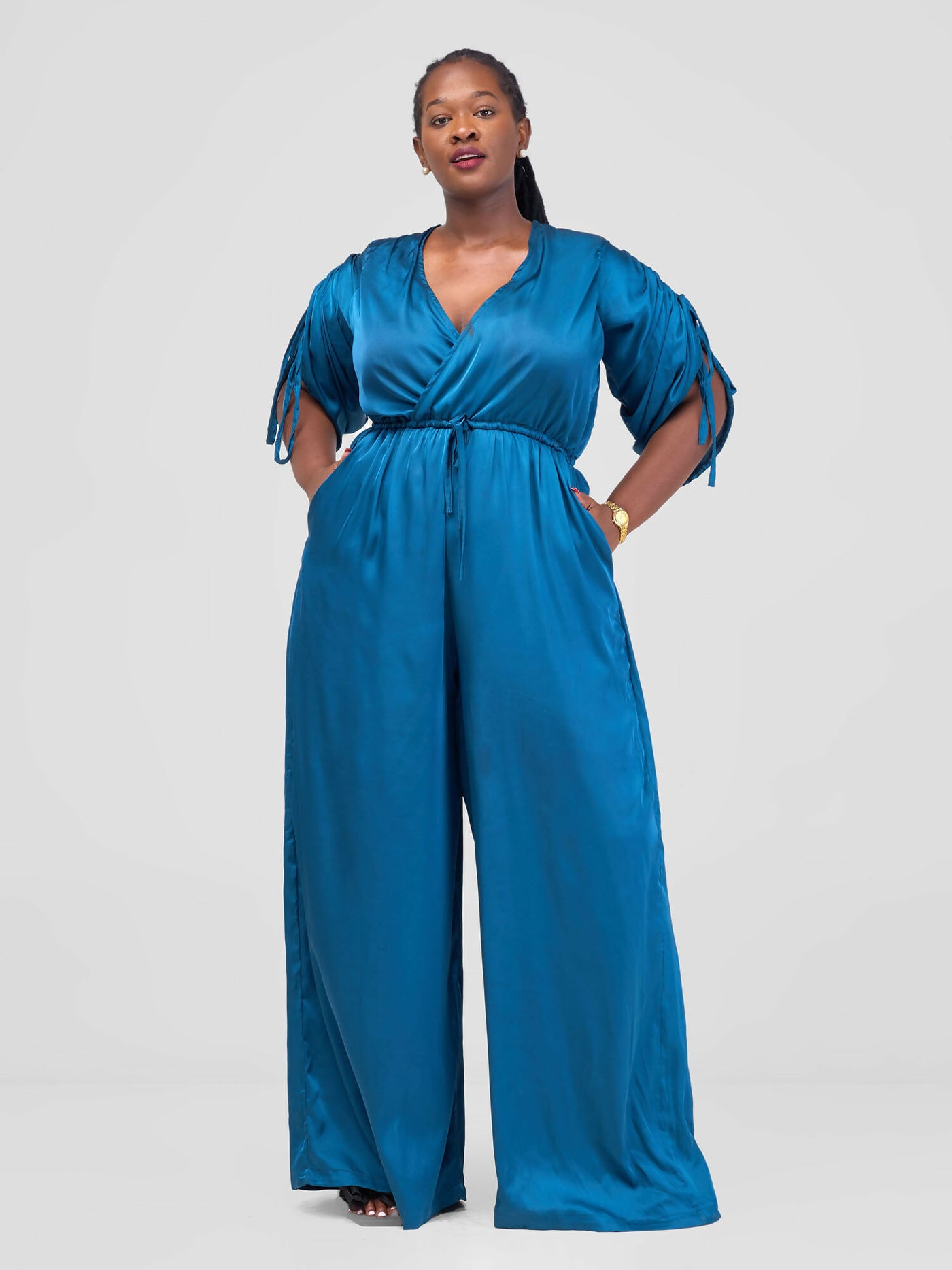 La Flor Apparel Curvy Plus Size Victoria Jumpsuit - Blue