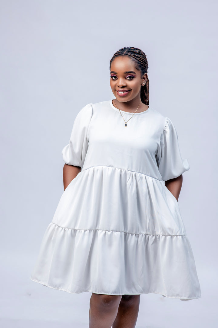 Navaa Collection Shift Dress - Off White ( Breastfeeding-friendly)
