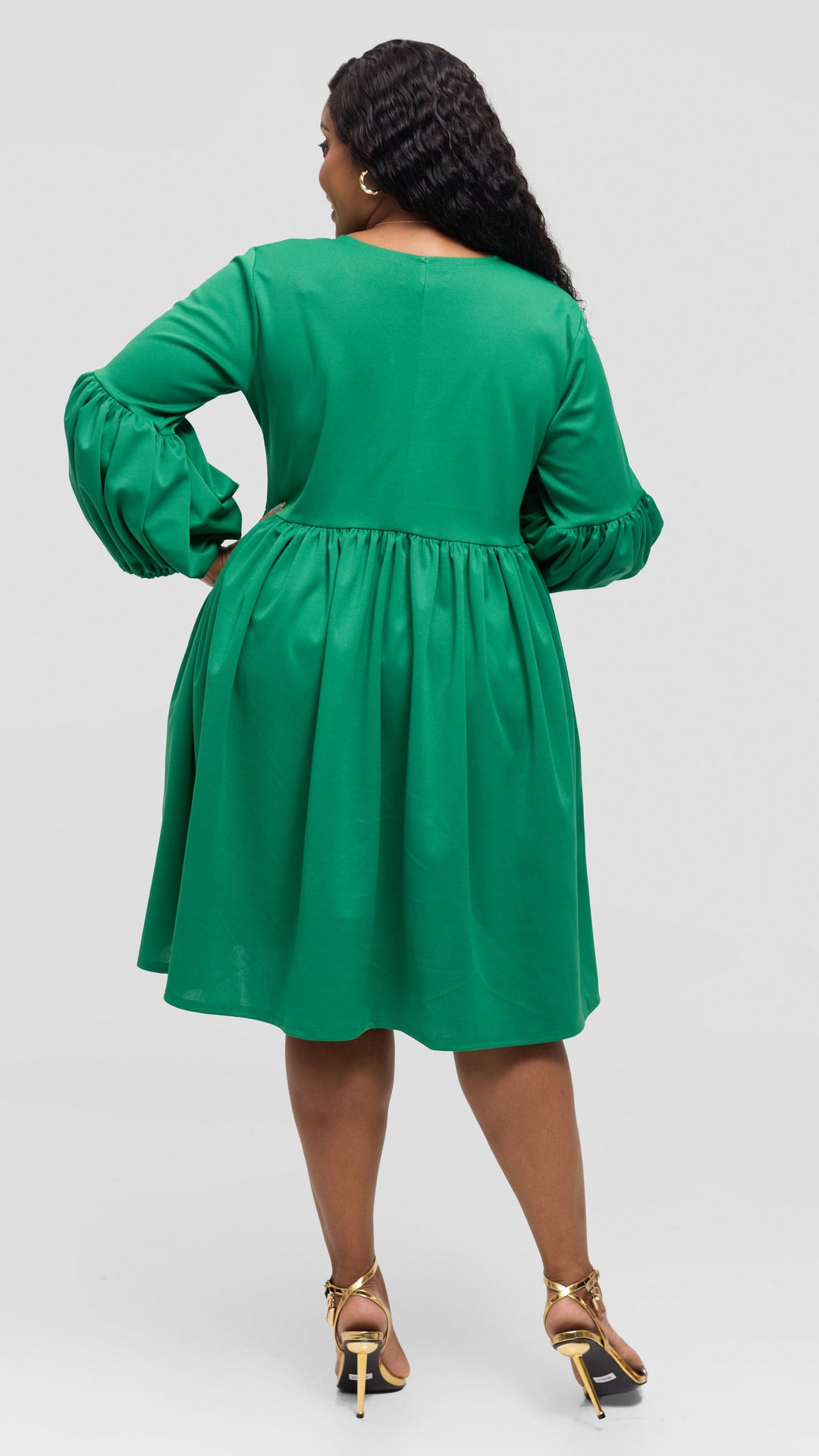 Anzo Wear Puffed Babydoll Dress - Emerald Green
