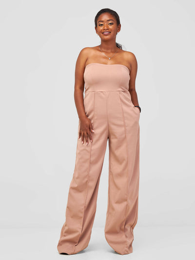 La Flor Apparel Curvy Plus Size Viola Strapless Jumpsuit - Nude