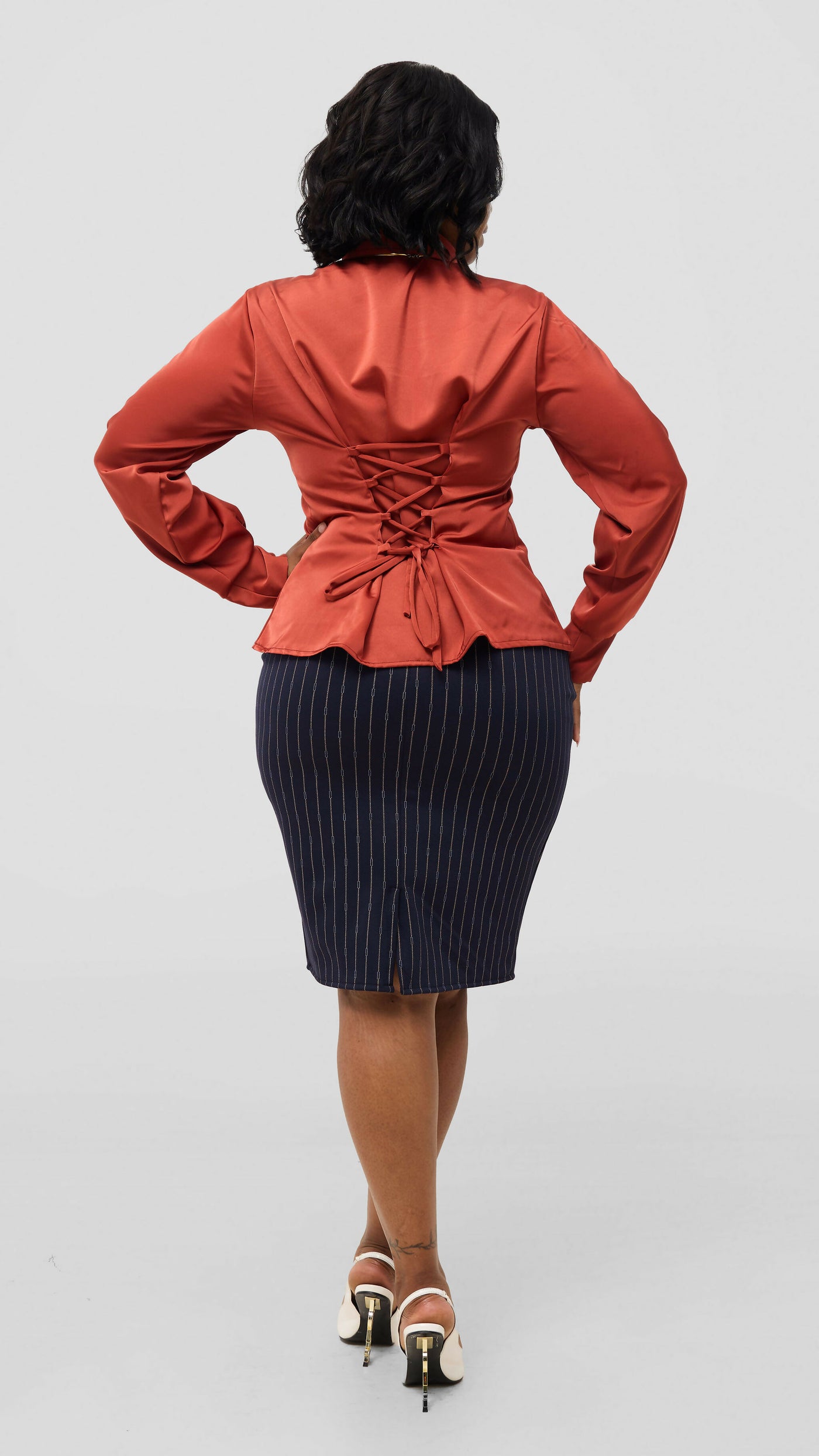 Silk House Collection Curvy Plus Size Rosa Top - Burnt Orange