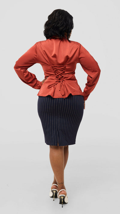 Silk House Collection Curvy Plus Size Rosa Top - Burnt Orange